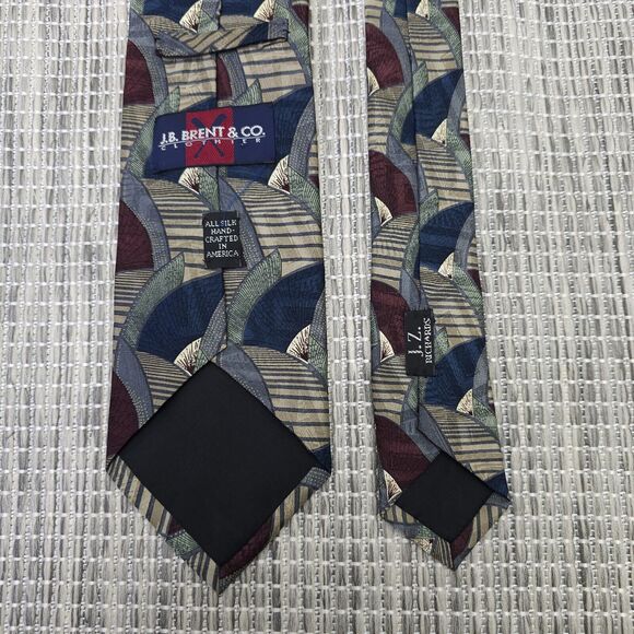 JB BRENT & Co Neck Tie All Silk Hand Crafted Vintage 90s Abstract Art to Wear - Picture 5 of 11